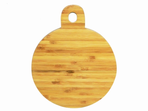 Round bamboo cutting board with handle 